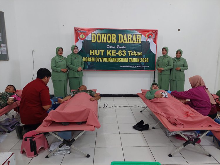 Kodim 0704 Banjarnegara Gelar Donor Darah Sambut HUT ke-63 Korem 071 Wijayakusuma