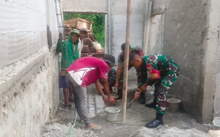 Koramil 11 Punggelan Bantu Program RTLH di Kecamatan Punggelan