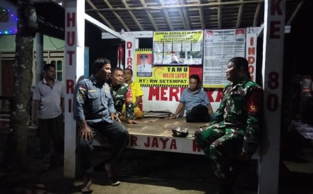 Dalam Rangka Menjaga Keamanan Wilayah Babinsa Melaksanakan Patroli Malam Bersama Linmas