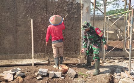 Pembangunan KDKMP Desa Singamerta Terus Berlanjut Babinsa Turut Dampingi