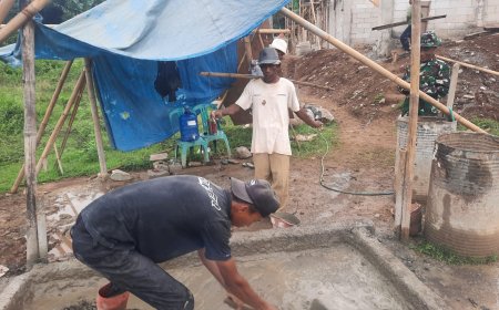 Babinsa Setia Mengawal Pembangunan KDKMP Desa Kasilib Terus Bergerak