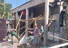 Dengan Penuh Semangat Danramil Dan Babinsa Bantu Pembangun Rumah Milik Warga Binaan