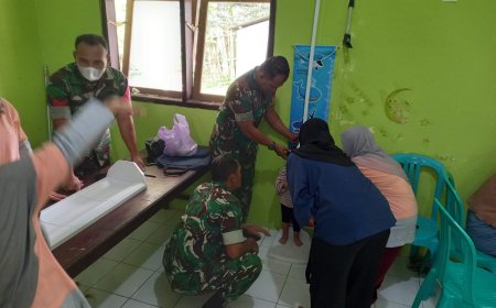 Babinsa Koramil 04 Karangkobar Dampingi Kegiatan Posyandu Balita di Desa Binaan