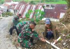 Danramil 06 kalibening dan Babinsa Bergotong royong bersama warga melaksanakan pipanisasi air bersih