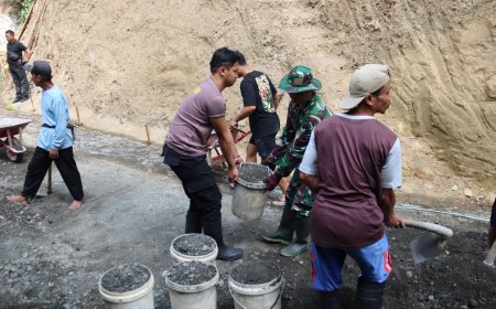 TNI dan Polri Kompak Langsir Split Gotong Royong Percepat Pembangunan Jalan TMMD