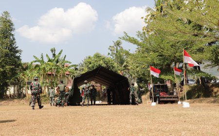 Tenda Penutupan Mulai Didirikan TMMD Reguler ke-129 Gumelem Kulon Segera Berakhir
