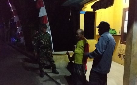 Bersama Linmas dan Babinsa Melaksanakan Patroli Malam