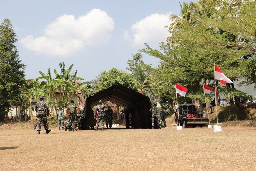 Tenda Penutupan Mulai Didirikan TMMD Reguler ke-129 Gumelem Kulon Segera Berakhir