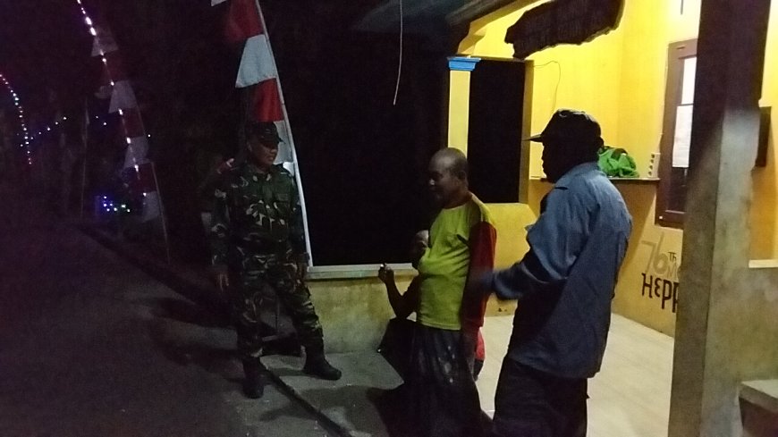 Bersama Linmas dan Babinsa Melaksanakan Patroli Malam