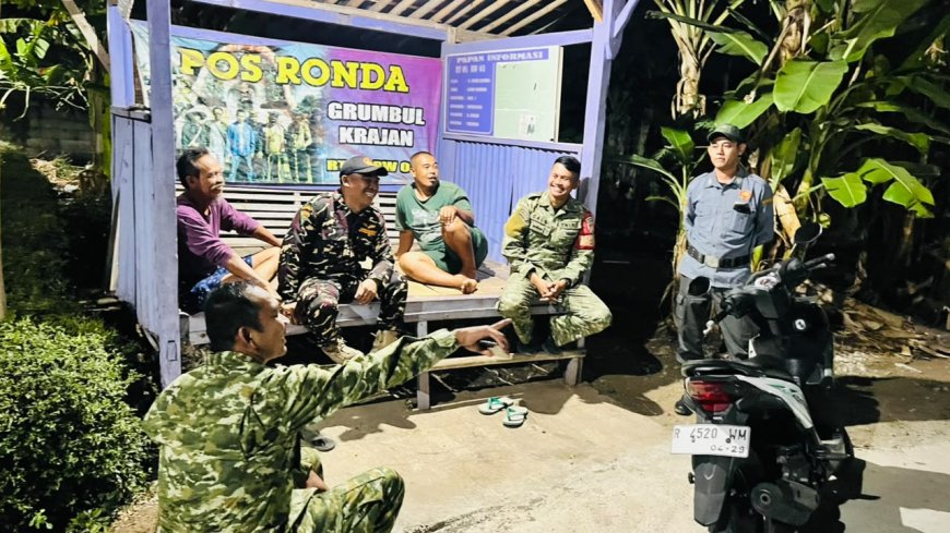 Tingkatkan Lingkungan Aman, Babinsa Patroli Rutin Bersama Anggota Linmas dan Banser